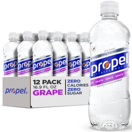 Propel Electrolyte Enhanced Water Sports Drink, Grape Flavored Water, Zero Calorie & Zero Sugar Hydration with Electrolytes and Vitamins C & E, 16.9 fl oz Water Bottles (12 Pack)