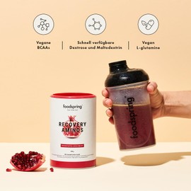 foodspring foodspring Recovery Aminos C Pulver mit L-Glutamin, BCAAs, Dextrose & Pflanzenextrakten C Granatapfel-Geschmack C 400 g