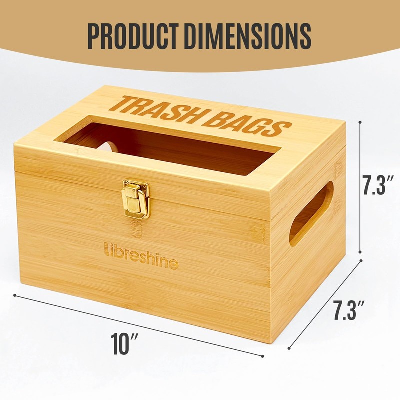 Libreshine Extra Large Bamboo Trash Bag Dispenser Holder for Tall