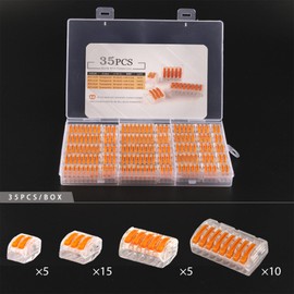 Pack of 35 Cable Connectors, Cable Clamps Electric Lustre Terminals with Actuation Lever, Electric Clamp Set 4 mm² Conductor Clamp Connection Clamp Can Be Combined Freely for Fixed Cable 2-8