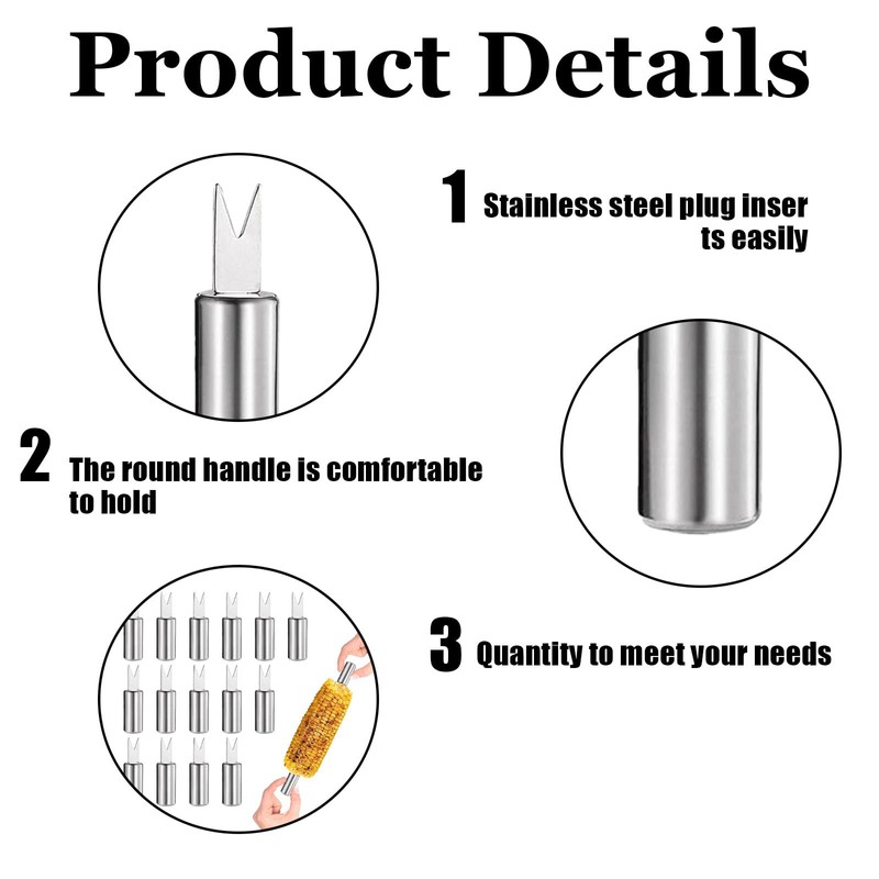 15 PCS Corn on The Cob Skewers, Stainless Steel Sweetcorn