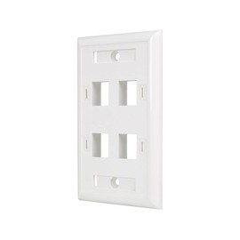 Quad Outlet Rj45 Universal Keystone Face Plate / Wall Plate, White, 4-Port