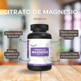 Citrato De Magnesio 2400mg Vnat 135 Caps Magnesium Citrate M Sabor Neutro