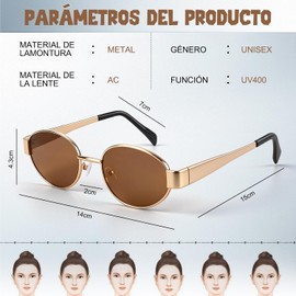 3 Piezas Lentes de Sol Ovalados Retro