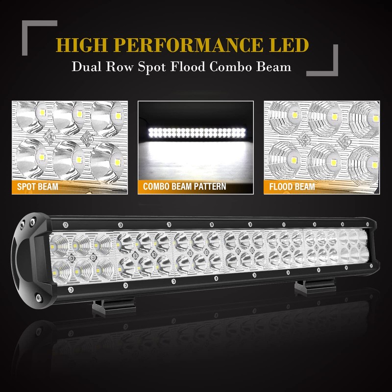 SKYWORLD LED Light Bar, 20 inch 126W Spot Flood Combo