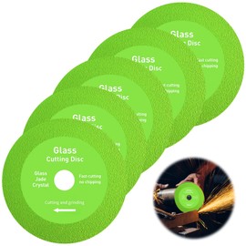 UptVin 5PCS Glass Cutting Disc, Tile Cutting Disc Super Thin Diamond Saw Cutting Blade Angle Grinder Cutting Disc for Glass Tiles Ceramics Jade Crystal