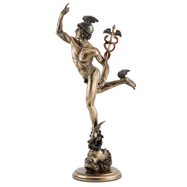 Top Collection Flying Mercury Antique Replica Statue - Roman God Mercury Sculpture in Premium Cold Cast Bronze- 14.5-Inch Museum Grade Master Giovanni Da Bologna Figurine