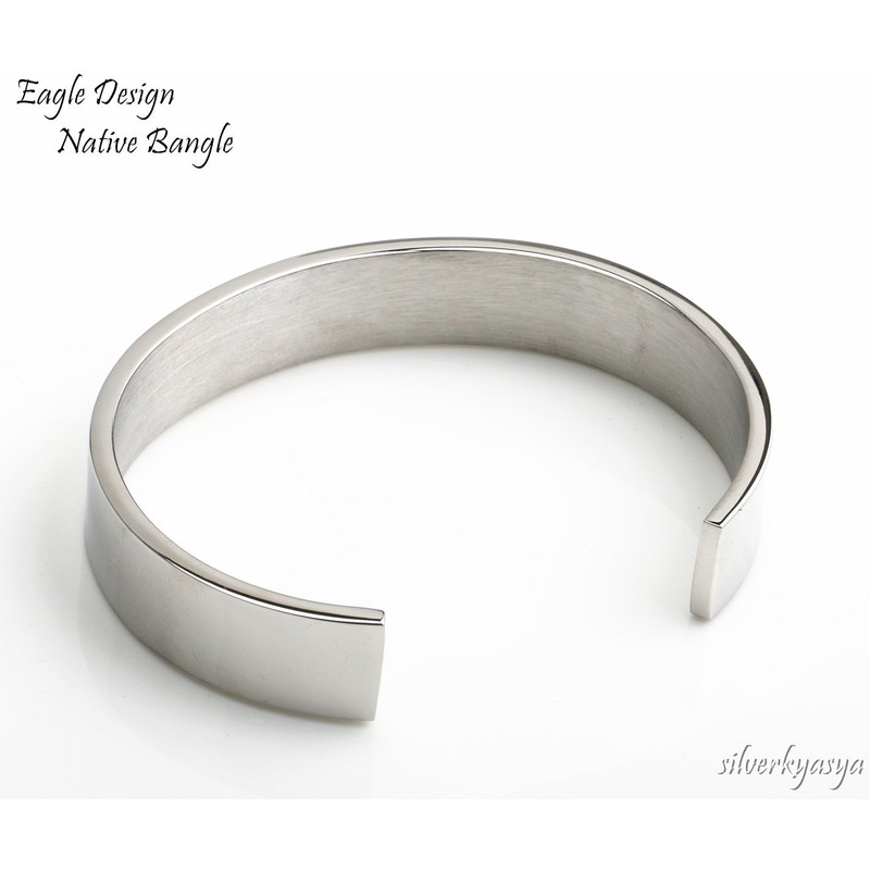 SilverKYASYA Stainless Steel Material Native Classic Eagle Metal Flat Bangle,