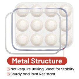CAKETIME Silicone Muffin Pan, Metal Reinforced Frame Regular Size Cupcake Pan Easy to Move Muffin Pans Nonstick 12 Cups for Baking (2)