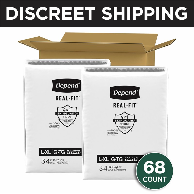 Depend Real Fit Adult Diapers, Incontinence Underwear for Men, Disposable,