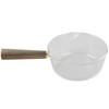 Glass Milk Pot with Wooden Handle V Shaped Spout Noodles
