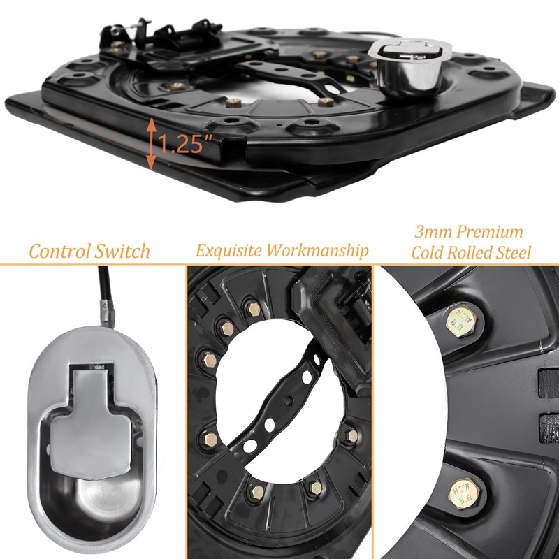 HWHongRV Heavy Duty Seat Swivel Base with Control Switch, 3.0mm