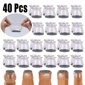 BUMACO 40Pcs Chair Leg Floor Protectors Furniture Sliders for Hardwood Floors Pads Silicone, Circular,Round,Square (Large Clear Fit 1.3"-2")