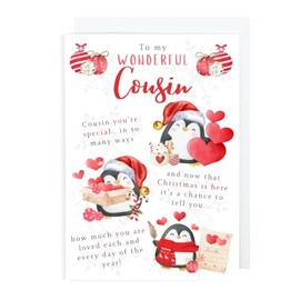 Second Ave Special Cousin Love Penguin Christmas Xmas Holiday Festive Greetings Card