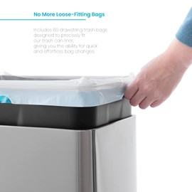 Home Zone Living 8 Gallon Kitchen Trash Bags with Drawstring Handles, Heavy Duty Custom Fit Design for Standard 30 Liter Kitchen Trash Cans, Code 30S, 60-Count