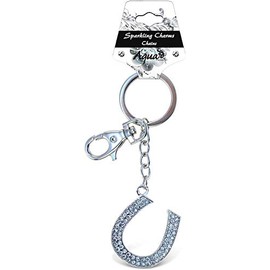 Puzzled Clear Horse Shoe Sparkling Charm Elegant Keychain