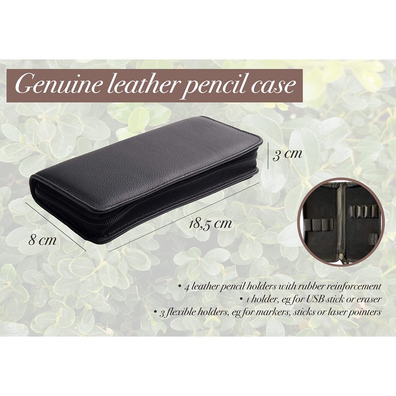 Anders Stifteetui Leder German Design Federmappe Lederetui (Schwarz, M)