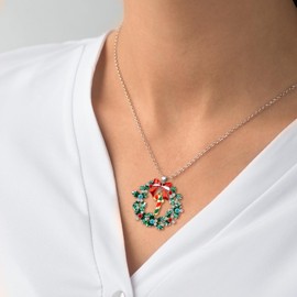 HELORET Christmas Gifts Necklaces for Women Xmas Candy Cane Pendant Necklace Holiday Jewelry Gift