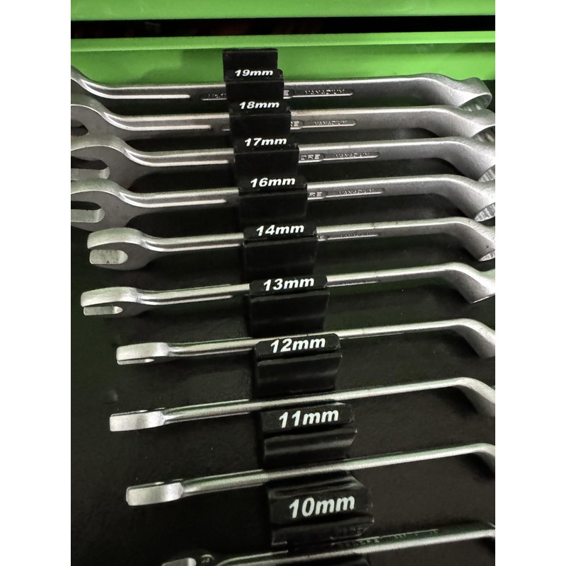 Identification labels compatible with toolbox widget vertical PRO wrench holders