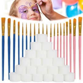 GENHH 20 Piece Children's Make-Up Brush Set, Make Up Sponges - High-Quality Artist Brush Sets with Wooden Handles, Painting Oil Paint Brush for Body Painting, Beginners, Artists, Children and Adults