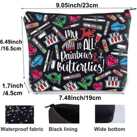 BWWKTOP Laboratory Technician Cosmetic Makeup Bag Lab Tech Gift My Job Is All Rainbows And Butterflies Zipper Pouch Bag Medical Technologist Merch, My Job Is All Rainbows, Bag