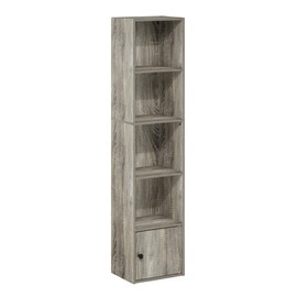 Furinno Luder Shelf Bookcase with 1 Door Storage Cabinet, French Oak