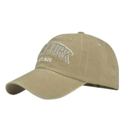 LONGTEN Vintage Baseball Cap 100% Cotton Sun Hat Washed Denim Trucker Cap Embroidery New York for Men Women Adjustable Khaki