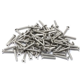 iexcell 100 Pcs M4 x 25mm Thread Pitch 0.7 mm Stainless Steel 304 Hex Socket Flat Head Cap Screws Bolts Kit