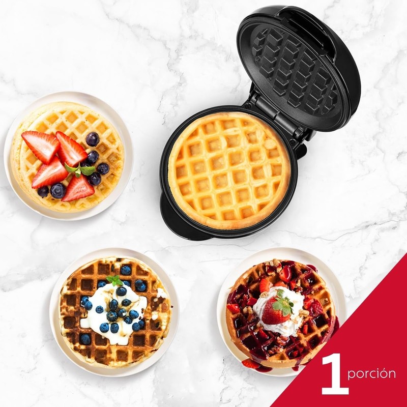 Holstein Housewares Personal Non-Stick Waffle Maker, Black - 4-inch Waffles