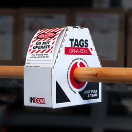 INCOM Manufacturing Lockout Tags On A Roll, Danger Do Not Operate, Heavy-Duty Polytag Stock, Waterproof And Tear-Resistant, Red/Black on White, 6.25 Inch X 3 Inch X 10 Mil Thickness, 100 pack, RT1000C