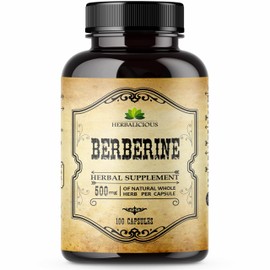 HERBALICIOUS HERBALICIOUS Berberine Supplement C 100 Capsules Berberine HCL Dietary Supplement for Men and Women C Non GMO Berberine 500mg C Ideal for Immune Support, Heart, Cholesterol Levels