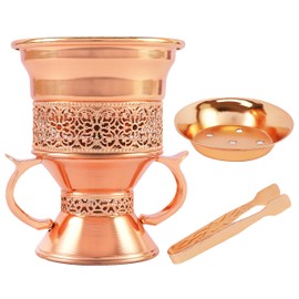 HOCUROAY Metal Incense Burner with Resin, Incense Holder for Counters, Meditation Room, Yoga, Spa, Aromatherapy (Rose Gold), Includes Tongs and Removable Ash Tray