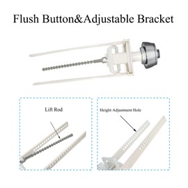 Empyreal Toilet Flush Valve Kit - 2 Inch & WC Dual Flush Button Replacement Parts, Universal Type Drain Valve. Includes Cistern Syphon, WC Tank Push Button, and Adjustable Bracket. 1 Piece.