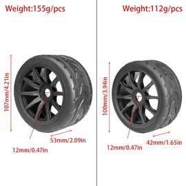 On Road Tire Tyre 17mm Wheel Rims for Arrma 1/7 Infraction Limitless Felony FS Racing Model GT RC Car Upgrade On Road Tyre 4Pcs One Set(2 Big 2 Small)