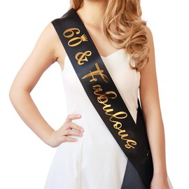 Docooniver Birthday Sash for Women White Birthday Girl Sash Black Birthday Queen Sash Happy Birthday Sash for Girls (60&Fabulous)