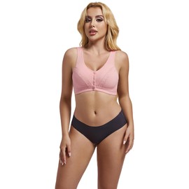 Sliot Bras for Older Women Front Closure Womens Bra with Front Closure Senior Bras (US, Numeric, 44, Regular, Pink)