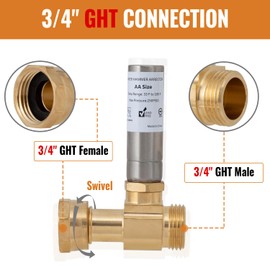 SUNGATOR 3/4 Inch Washer Water Hammer Arrestor, 3/4" GHT Male x 3/4" Swivel GHT Female Washing Machine Water Hammer Arrestor for Laundry Line, Stop Hose Shock, 1 Sealing Tape Include(1-Pack)