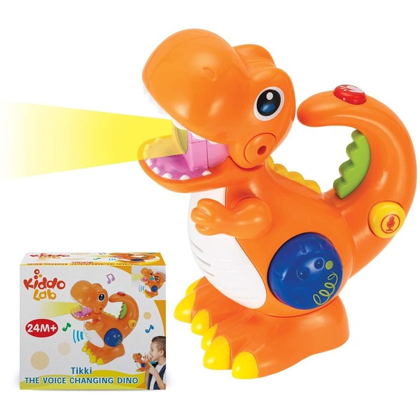 KiddoLab Tikki The Dino - Dinosaur Toy with Voice Changer, Recording, Playback Microphone & Colorful Light for Toddlers. Children's Birthday Gift Ages for 2,3,4 Years Old