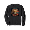 Leopard With Flowers Around Boho Style Graphic Sweatshirt