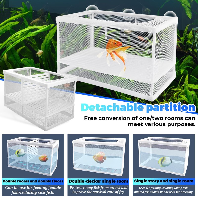 KIPTVO Aquarium Breeding Box, Fish Tank Breeder Net, Large Mesh