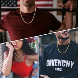 Men Curb Chain Necklace Gold Plated Jewelry Gift 5mm 22inch Fake Gold Necklace Mens