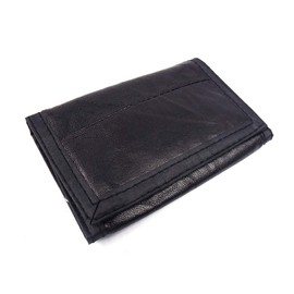 MENS BLACK LEATHER FASTENING SPORTS WALLET WITH DETACHABLE CHAIN 1932