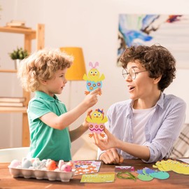 LAMEK 12pcs Easter Chick Crafts Kits Cute Chick Decoration Kit Easter Art and Craft Party Supplies for Kids Girls Boys DIY Make Your Own Mix & Match Ornaments Creative Activities Gift