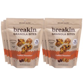 Breakin Snacks Coffee Hazelnut Granola Bites | Soft Baked | Gluten Free Snack with Organic Oats, Honey, Hazelnuts, and Coffee | Seed Oil Free, Dairy Free, Soy Free, Refined Sugar Free | Protein and Fiber Packed – 6 Pack (4oz Each)