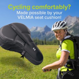 VELMIA Bike Seat Cushion Made of Comfy Memory Foam I Bike seat Cover for Men & Women with Ergonomic 3-Zone-Concept I Bike Saddle Cover, for peleton seat cushin, Bicycle seat Cushion