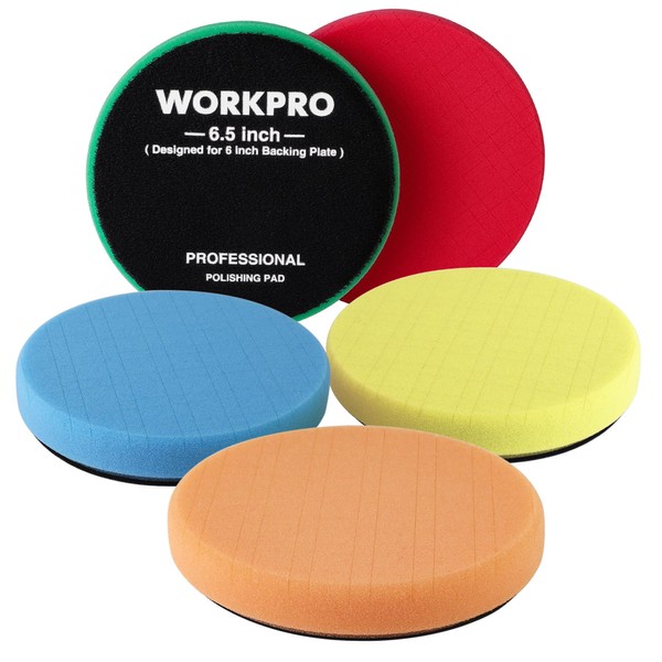 WORKPRO 6.5 Inch Buffing Sponge Pads, 5Pcs 6.5 Inch Face