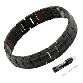HyyMe Magnetic Bracelets for Men, Titanium Bracelet for Men, Ultra Strength Magnetic Therapy Bracelet for Men, Adjustable and Perfect as a Jewelry Gift with Sizing Tool Included (black)