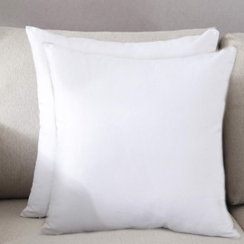 Gyulin 2 Pack Home Decorative 100% Cotton Canvas Square Solid Toss Pillowcase Cushion Cover Pillow Cover with Hidden Zipper Closure Only Cover No Insert Slipcovers for Couch Sofa Bed 65x65cm,White