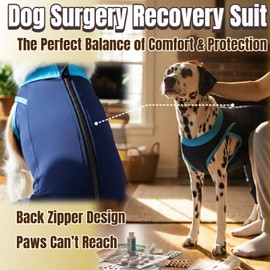 T'CHAQUE Dog Surgery Suit for Dogs After Surgery, Dog Onesie for Spay Surgery Female, Anti Licking Rear Leg Sleeve,Bodysuit for Abdominal Wounds Skin Disease,Substitute E-Collar & Cone,Navy Blue,S