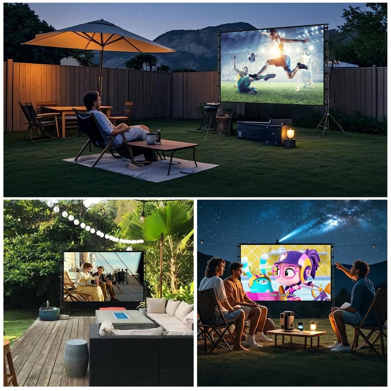 150 inch Outdoor Projector Screen with Stand,DUYIKJ Portable Heavy Duty